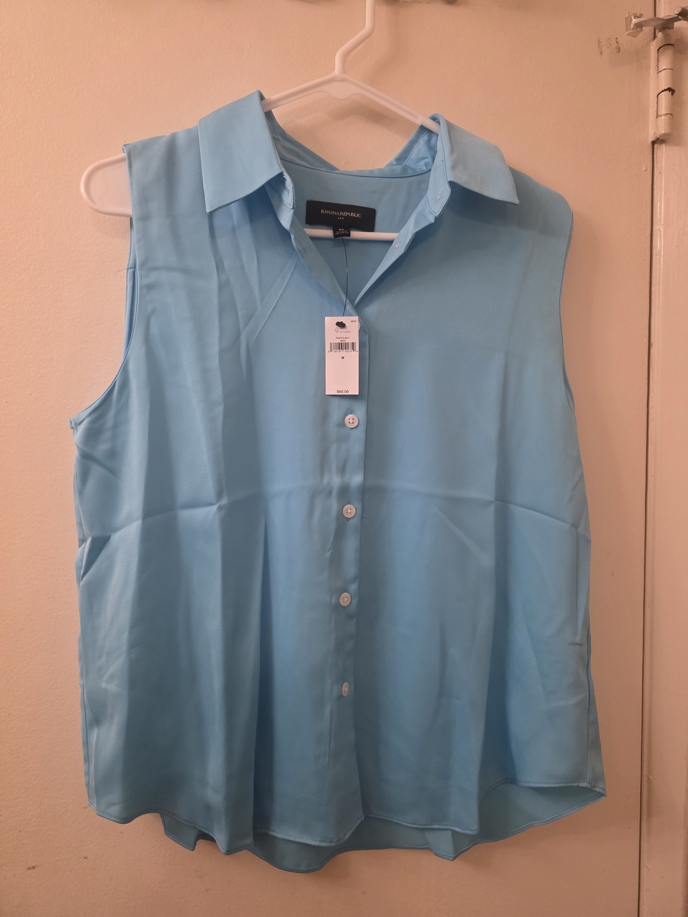 Banana republic Sleeveless Button-Down Shirt in Sky Blue